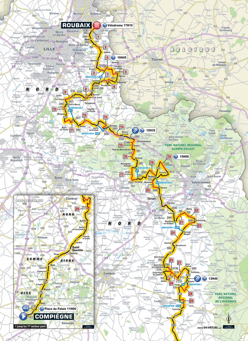 Parcours Paris-Roubaix 2018