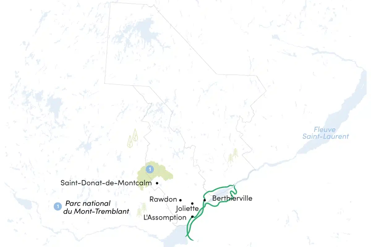 Carte de la route verte dans Lanaudière