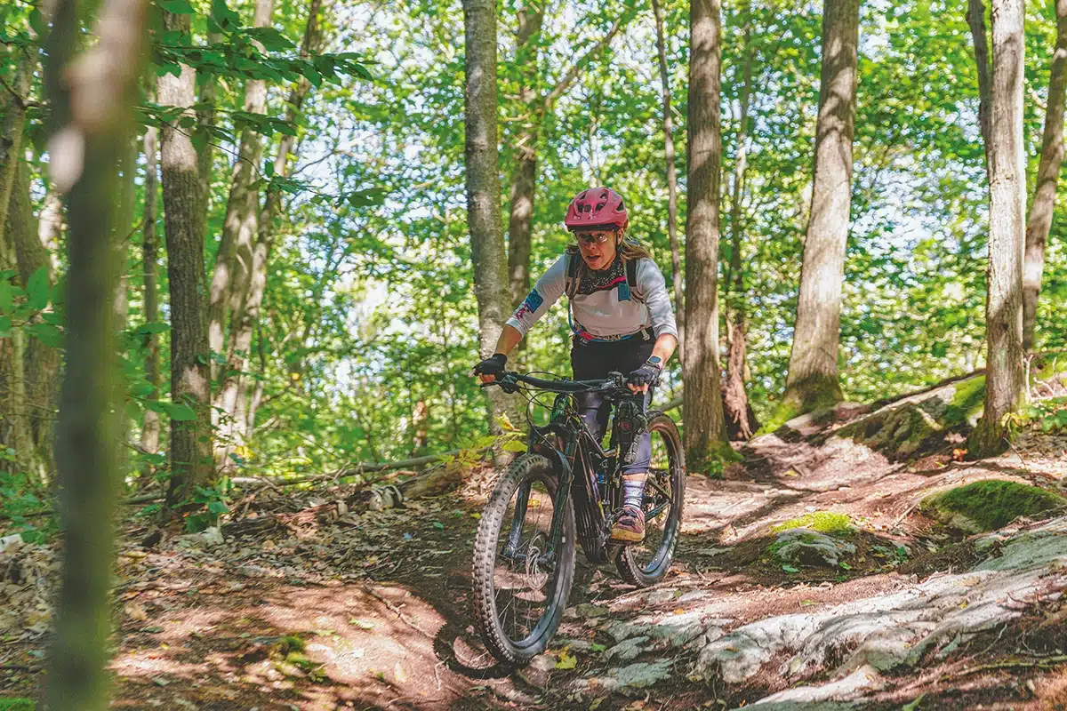 La forêt de l’abbaye Val-Notre-Dame abrite des sentiers de vélo de montagne.