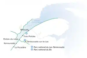 Carte de la Route verte dans le Bas-Saint-Laurent