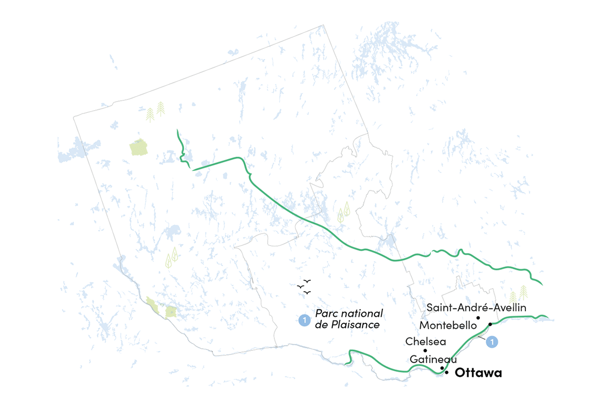 Carte de la Route verte en Outaouais