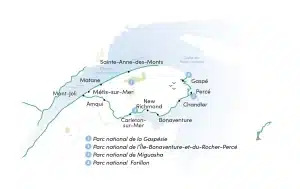 La carte de la Route verte en Gaspésie–Îles-de-la-Madeleine