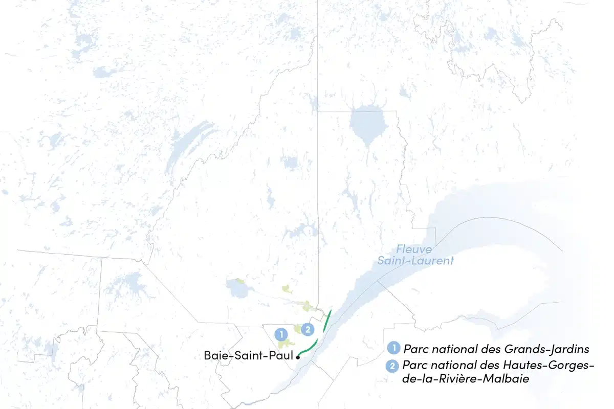 Carte de la route verte dans Charlevoix